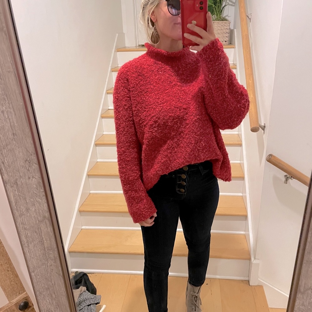 Vintage sweater wool/polyester/acrylic RED LG